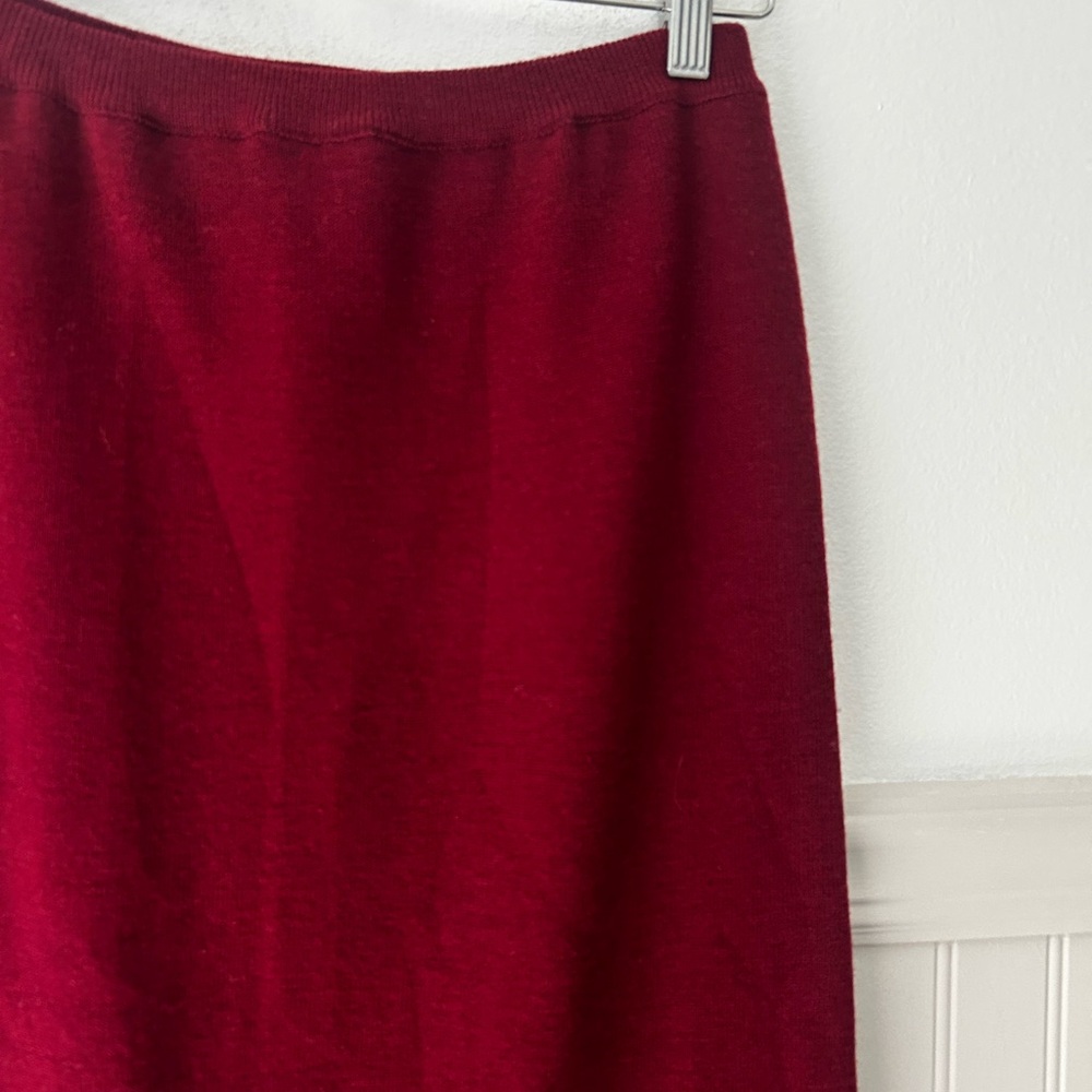 Vintage Jessica Holbrook Small Merino Wool Blend Wine Midi Skirt - Picture 3 of 6